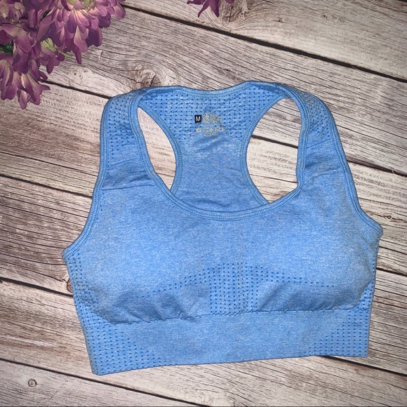 NWOT SET//High Waist Workout Shorts blue - Picture 4 of 11